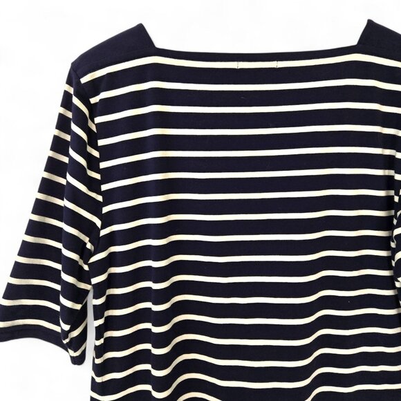 Chaps Womens Navy & White Striped Cotton Top  Square Neck XXL - Picture 5 of 11